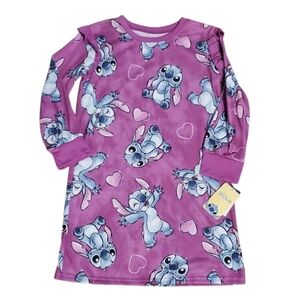 NWT Disney Kids Girl's Long Sleeved Stitch Nightgown Pajamas M 7/8